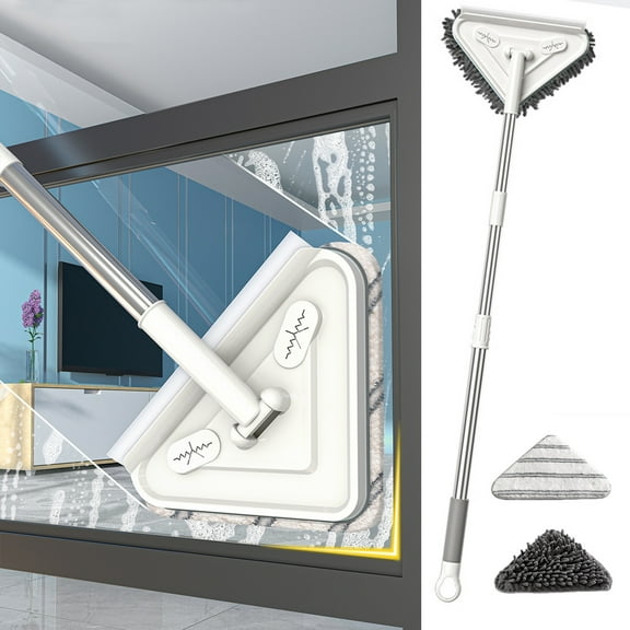 Triangles Mop with Squeegee , 2 In 1 Shower Squeegee, 59‘’ Window Washing Equipment , Glass Cleaning Tools for Indoor/Outdoor Window Save 50% off