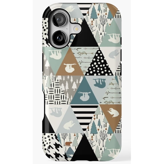 Triangles Pattern Sloth Geometric Animal Case for iPhone 11 12 13 14 15 16 17 Pro Max