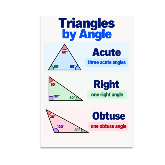 Triangles by Angle Educational - Geometry Enthusiast - 13x19 Poster Print