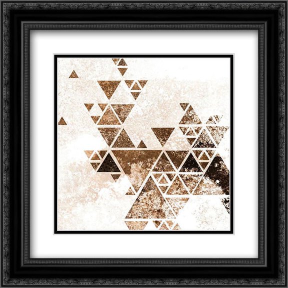 Triangles in Copper 2 2x Matted 20x20 Black Ornate Framed Art Print by Allen, Kimberly