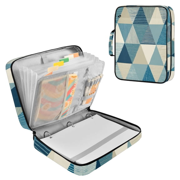 Triangles with Stripes Accordion File Organizer Expanding File Folder 3-Ring Binder Bag 500 Sheets A4 Size
