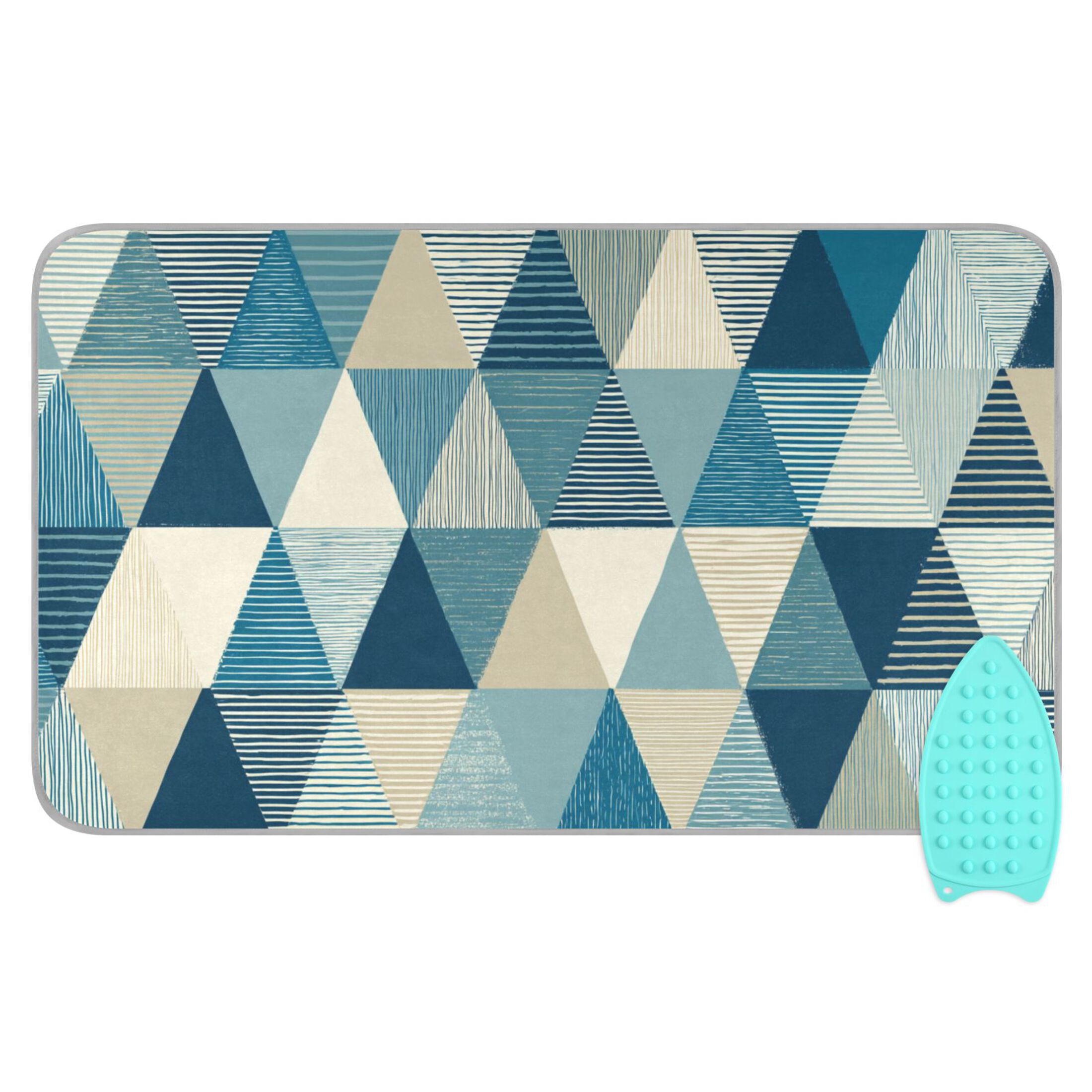 Triangles with Stripes Ironing Mat Blanket Portable Travel Ironing Pad Heat Resistant Pad 47.2" x 27.6”