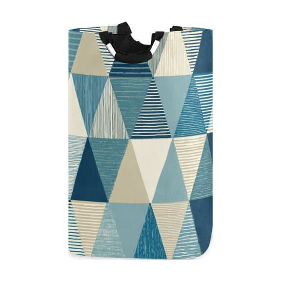 Triangles with Stripes Laundry Basket with Handles Foldable Laundry Hamper Freestanding Washing Bin 50L