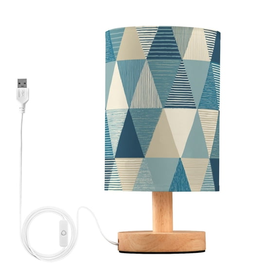 Triangles with Stripes Table Lamp with USB Port LED Warm Light Lamp Night Light Home Decor