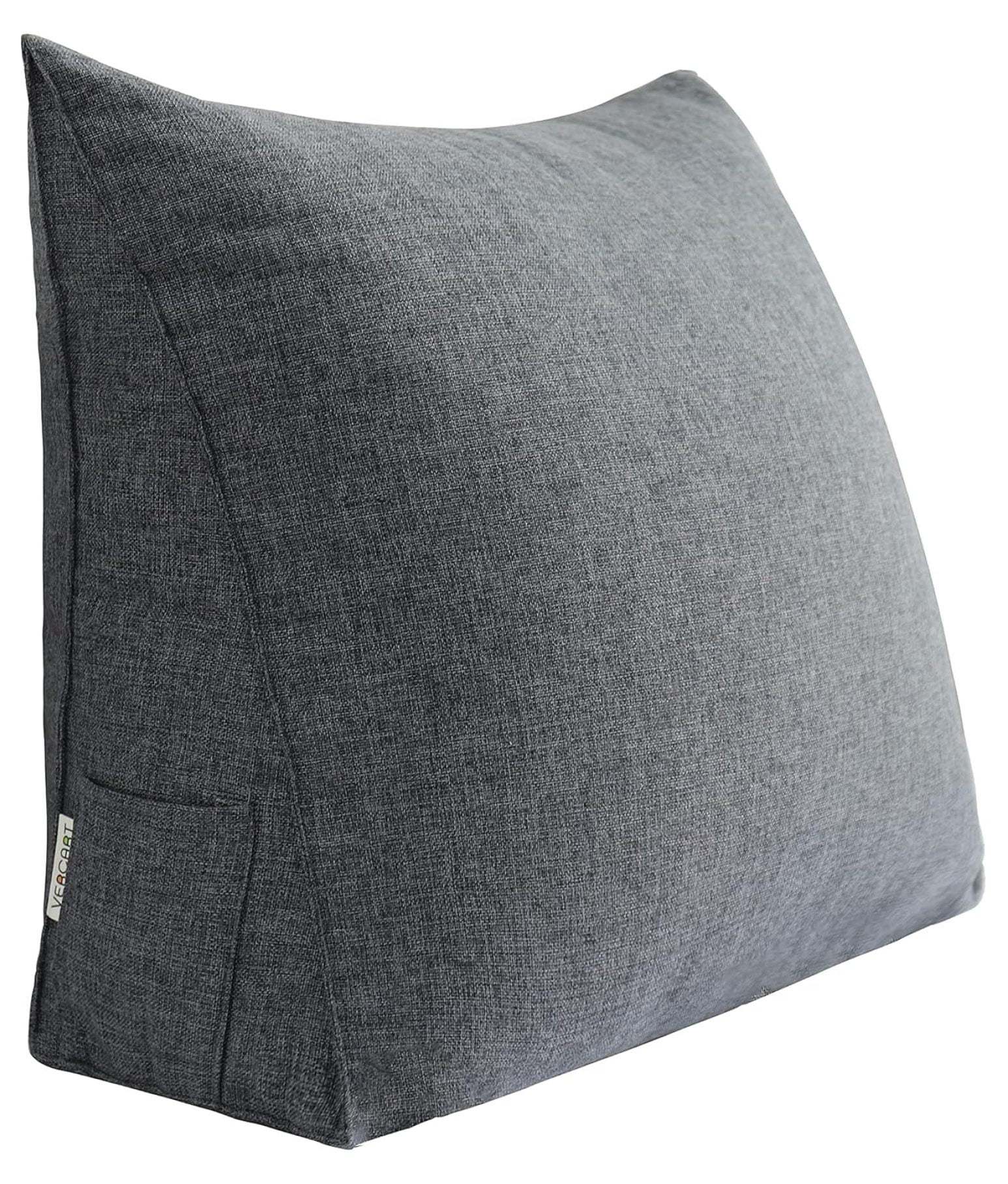 Triangular Bed Wedge Pillow Large Back Support Backrest Reading Cushion For Lumbar and Sitting Up Decorative Throw Pillows For Office Chair Sofa Couch with Removable Cover Grey 23.5x8x20 Inch Walmart....