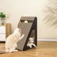 thumbnail image 1 of Triangular Cat Scratcher Bed with Spinning Balls, Cardboard Ramp Toy, 24x27x37cm, High Density, Double Sided, Relieves Stress Protects Furniture, 1 of 6