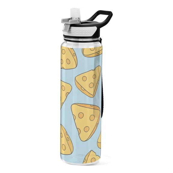 Triangular Cheese Sport Water Bottle Tritan with Straw 1000ml Portable for Outdoor Daily Use