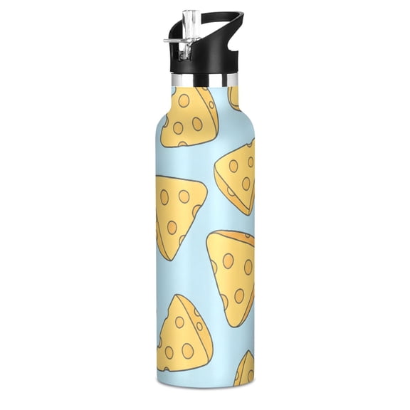 Triangular Cheese Sport Water Bottle for Kids Insulated with Straw for School Outdoor Daily Use