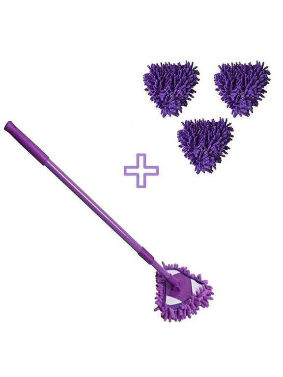 Triangular Cleaning Mop Shower Scrubber with Long Handle Adjustable Spin Scrubber Tool Handheld Bathroom Scrubber For Tub Tile Floor Wall And Kitchen