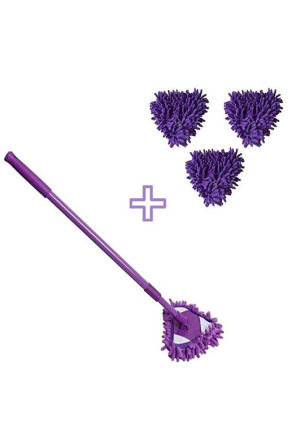 Triangular Cleaning Mop Shower Scrubber with Long Handle Adjustable Spin Scrubber Tool Handheld Bathroom Scrubber For Tub Tile Floor Wall And Kitchen