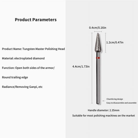 Triangular Cone Shape Diamond Nail Drill Bits Rotary Russian Cuticle Bit Electric Manicure Drill Nails Accessories Nail Art Tool