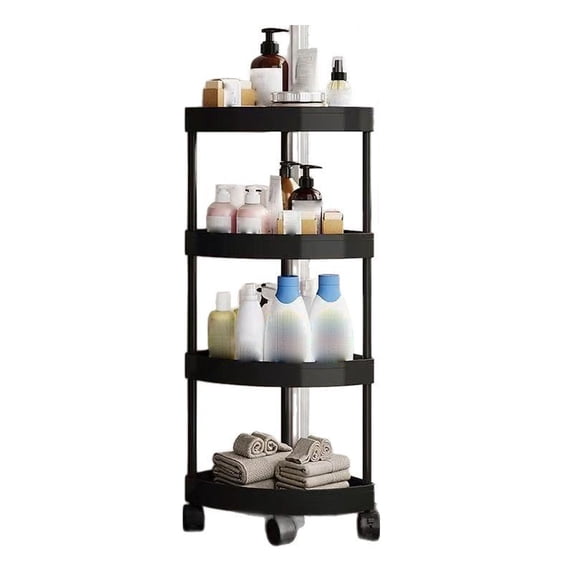 Triangular Corner Storage Rack with Wheels, Bathroom and Kitchen Organizer, Multi-Layer Rolling Storage Shelf for Small Spaces, Metal Corner Cabinet L
