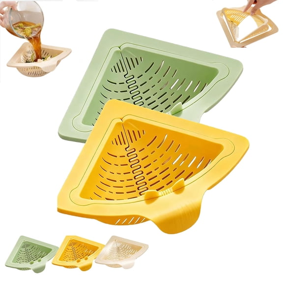 Triangular Drain Basket, Magnetic Suction Corner Sink Strainer, Punch-Free Installation Sink Food Catcher for Kitchen Sink, Easy Clean Space Saving Compact Toolfree for Kitchen