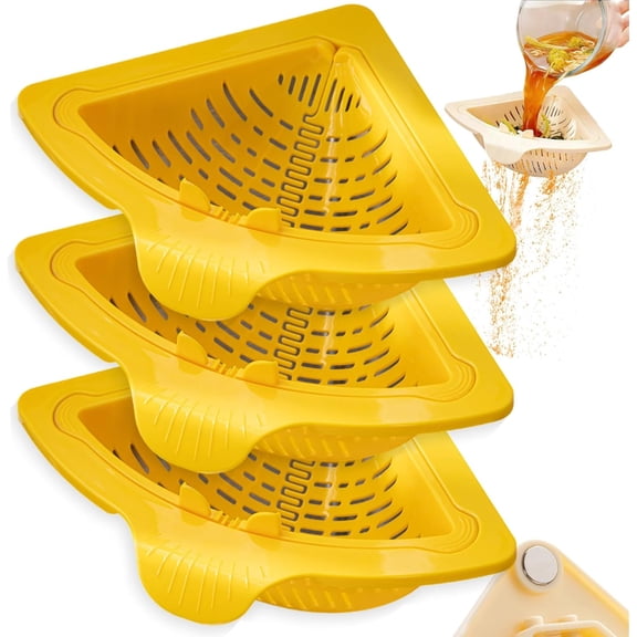 Triangular Drain Basket, Triangular Magnetic Drain Basket, 𝐓riangular Sink Strainer with Twist-Open Bottom, Corner Sink Draining Basket for Draining & Storage