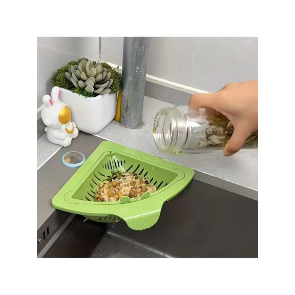 Triangular Draining Basket Random Color Kitchen Filter Net Storage Rack Strainer For Vegetable Fruit And Rice Residue