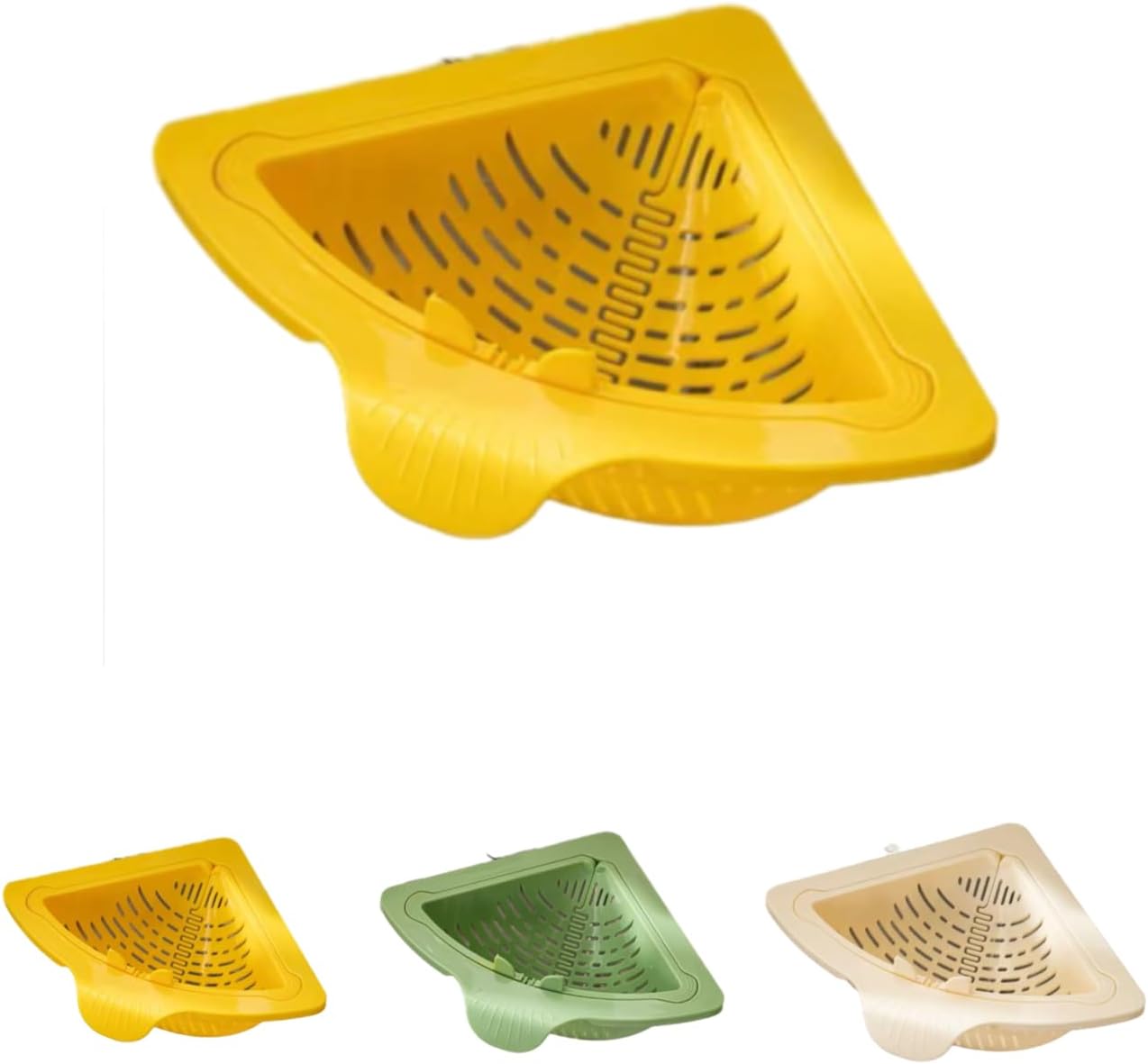 Magnetic Corner Sink Strainer Basket – Triangular Drainage Basket, Punch-Free Installation, Twist-Open Bottom, Green
