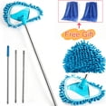 thumbnail image 1 of Triangular Dust Mop with 180 Degree Rotating Head, 3-Section Extendable Pole for Ceiling and Wall Cleaning, Washable Microfiber Cloth for Wet and Dry Use on Hard Floors (1 Pc), 1 of 9