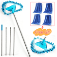 thumbnail image 1 of Triangular Dust Mop with 180 Rotating Head, 4-Section Extendable Pole for Ceiling and Hard to Reach Areas, Multi-Surface Wet and Dry Cleaning Tool (2 Pcs), 1 of 8