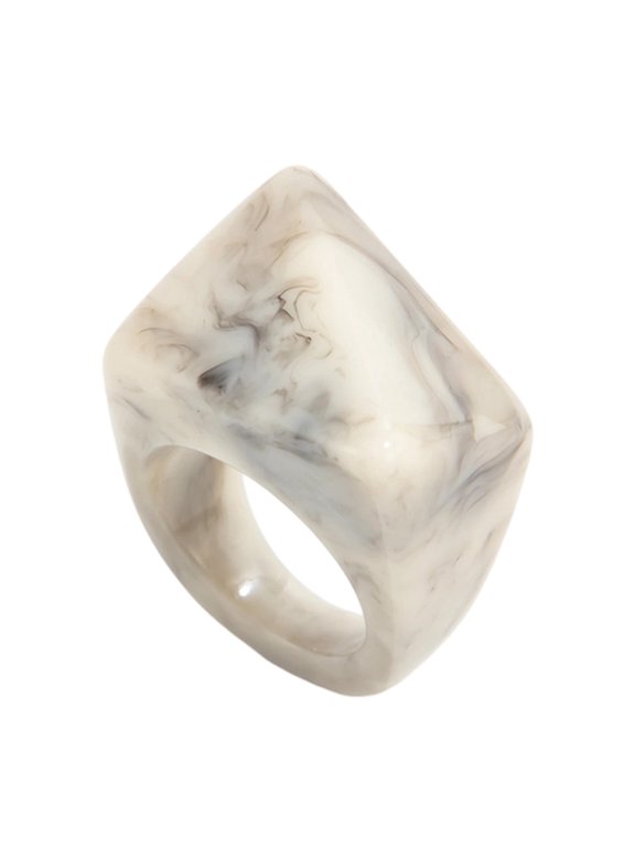 Triangular Faceted Statement Rings Modern Wide Rings Resin Texture Suitable for Fashionable Layer Accessories
