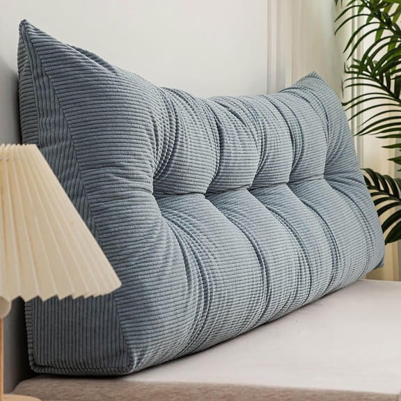 Triangular Headboard Pillow – Large Wedge Backrest Cushion for Bed, Sofa & Daybed, Reading Support Pillow with Side Pocket, Twin/Full/Queen Sizes