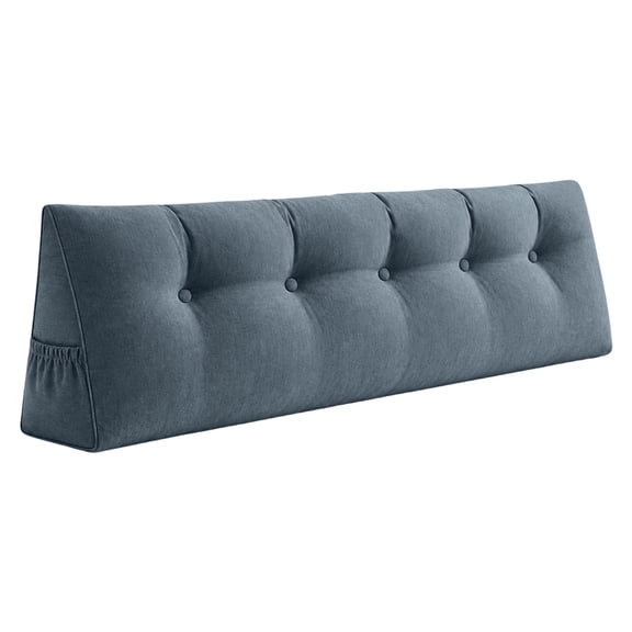 Triangular Headboard Pillow with Side Pockets, Large Wedge Backrest Reading Pillow for Sitting Up in Bed, Corduroy Support Cushion with Removable Cover for Dorm, Sofa, Floor Resting