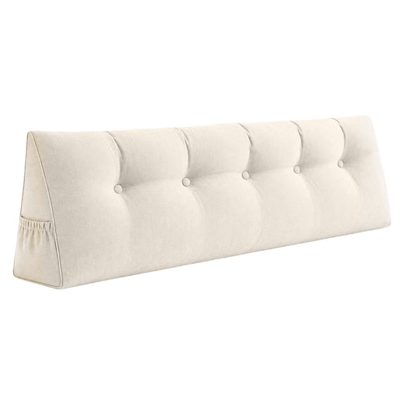 Triangular Headboard Pillow with Side Pockets, Large Wedge Backrest Reading Pillow for Sitting Up in Bed, Corduroy Support Cushion with Removable Cover for Dorm, Sofa, Floor Resting