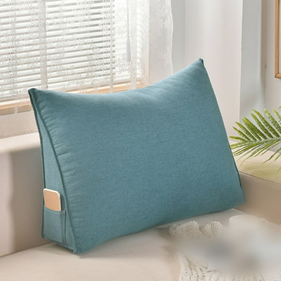 Triangular Headboard Pillow Twin Size Bed Bolster Cushion Backrest Reading Support with Removable Cover 80x50cm