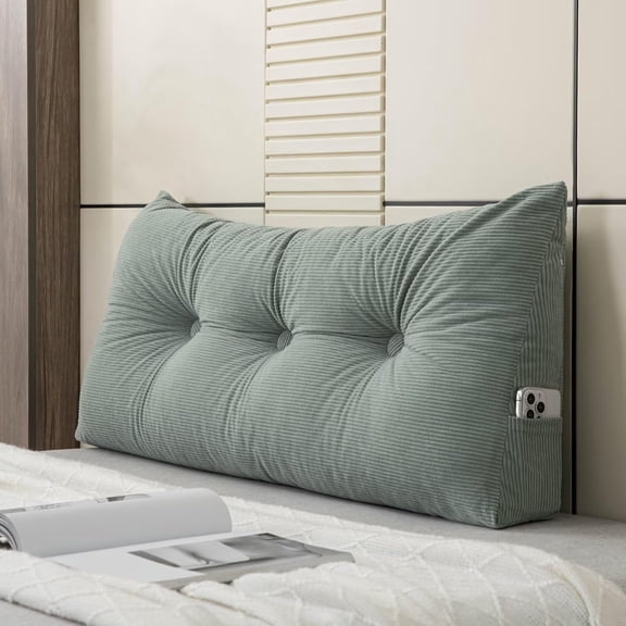 Triangular Headboard Pillow Twin XL, Ergonomic Wedge Bolster Cushion Headrest and Backrest for Dorm Beds Sofas and Floor Sitting 39.4"x15.7"x7.5"