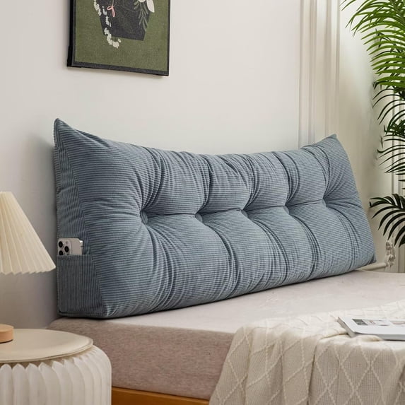 Triangular Headboard Pillow Twin XL, Ergonomic Wedge Triangular Bolster Cushion – Headrest & Backrest for Dorm Beds, Sofas, and More