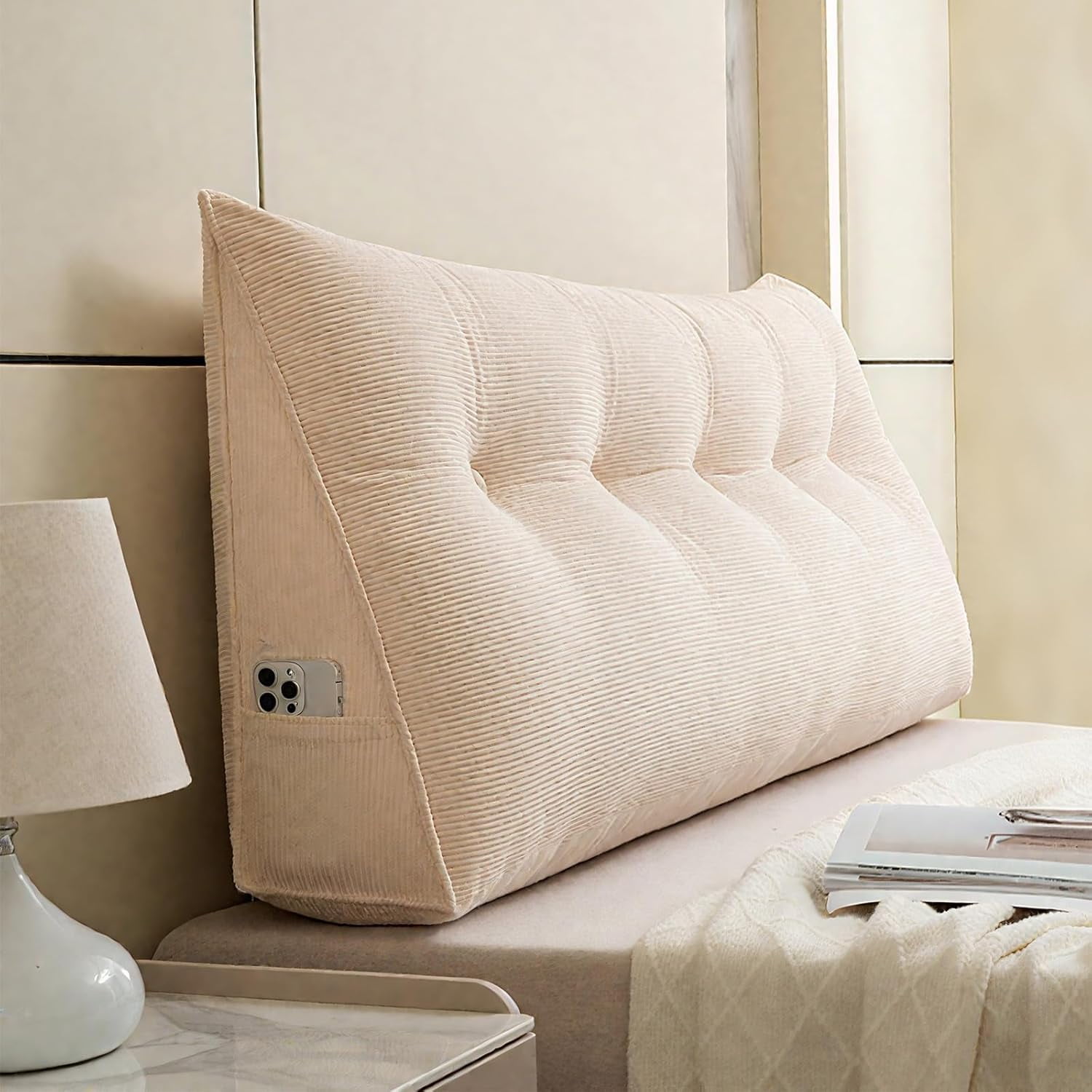 Triangular Headboard Pillow - Twin XL/Queen Size Ergonomic Back Rest ...