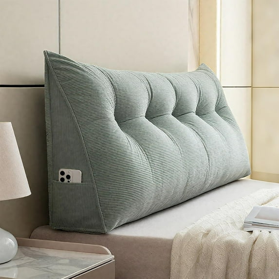 Triangular Headboard Pillow - Twin XL/Queen Size Ergonomic Back Rest with Removable Cover, Reading Support for Dorm Bed, Couch, Floor Sitting