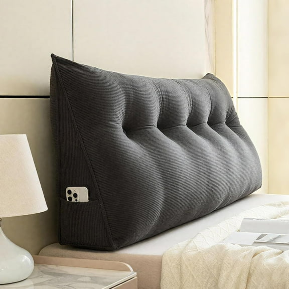 Triangular Headboard Pillow - Twin XL/Queen Size Ergonomic Back Rest with Removable Cover, Reading Support for Dorm Bed, Couch, Floor Sitting