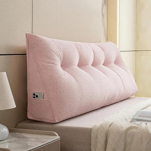 Triangular Headboard Pillow - Twin XL/Queen Size Ergonomic Back Rest with Removable Cover, Reading Support for Dorm Bed, Couch, Floor Sitting