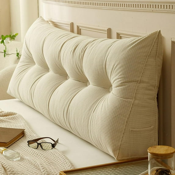 Triangular Headboard Pillow - Twin XL/Queen Size with Removable Cover, Ergonomic Back Rest for Dorm Beds & Sitting Support