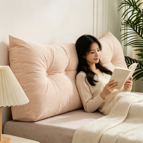 Triangular Headboard Pillow Twin XL,Triangle Pillows for Headboard,Head Board Backrest Wedge Pillow for Reading Sitting Working,aybed Pillows with Removable Cover for Bed Dorm Sofa