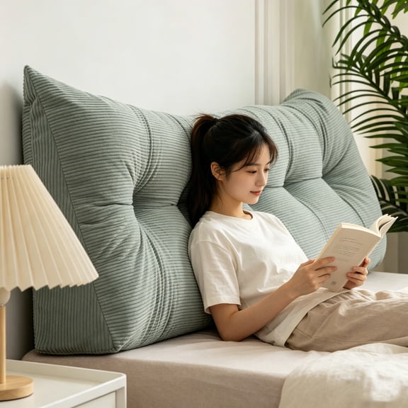 Triangular Headboard Pillow Twin XL,Triangle Pillows for Headboard,Head Board Backrest Wedge Pillow for Reading Sitting Working,aybed Pillows with Removable Cover for Bed Dorm Sofa