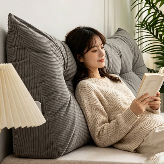 Triangular Headboard Pillow Twin XL,Triangle Pillows for Headboard,Head Board Backrest Wedge Pillow for Reading Sitting Working,aybed Pillows with Removable Cover for Bed Dorm Sofa