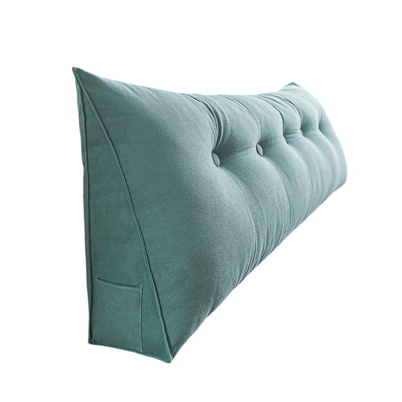 Triangular Headboard Pillow - Wedge Shaped Backrest Support Pillow for Dorm Beds with Side Pockets, Reading Bolster Cushion for College Students, Bed Wedge
