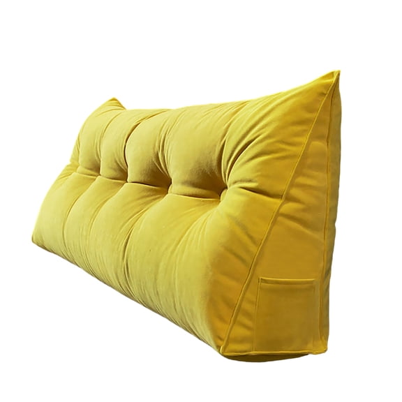 Triangular Headboard Pillow - Wedge Shaped Backrest Support Pillow for Dorm Beds with Side Pockets, Reading Bolster Cushion for College Students, Bed Wedge