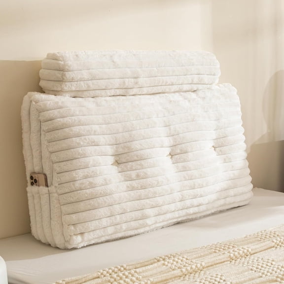 Triangular Headboard Wedge Pillow with a Cylindrical Pillow and Memory Filling, Daybed Pillows for Sitting up, Reading or Working with Removable Cover, 39.4"x19.7"