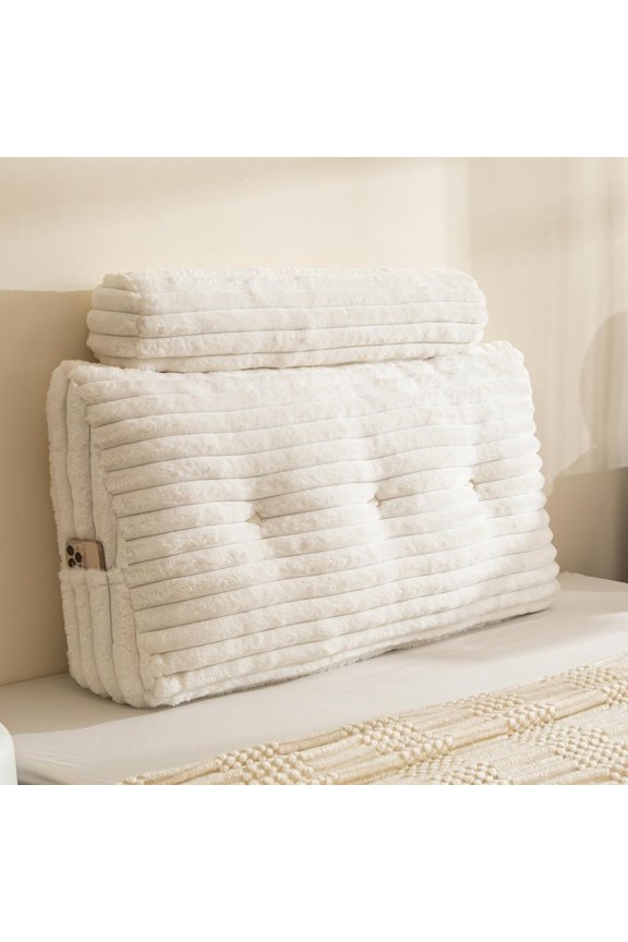 Triangular Headboard Wedge Pillow with a Cylindrical Pillow and Memory Foam Filling, Daybed Pillows for Sitting up, Reading or Working with Removable Cover,Twin 39.4"x19.7"