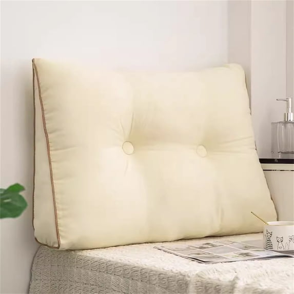 Triangular Headrest Pillow with Detachable Cover, 5.9"×17.7"×17.7" Ergonomic Backrest, Long Support Cushion for Reading & Resting on Double Beds, Dorm, Bunk Beds & Sofa