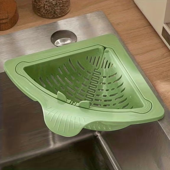 Triangular Kitchen Sink Strainer Basket, Space-Saving Corner Drainer, Rust-Resistant Fine Mesh