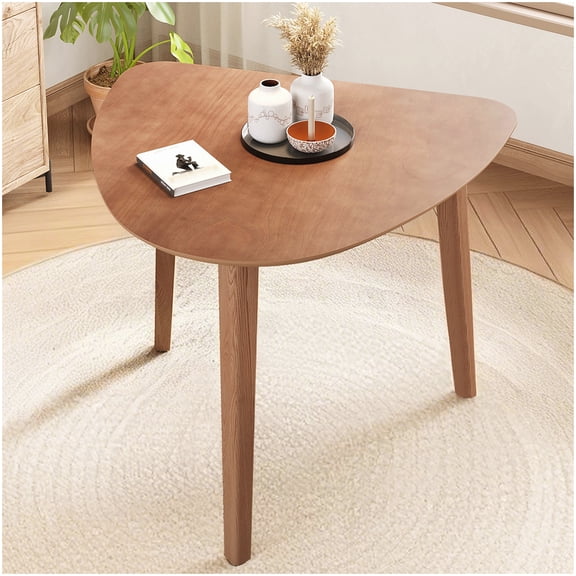 Triangular Light Brown Dining Table, Modern Minimalist Single Piece for Daily Use