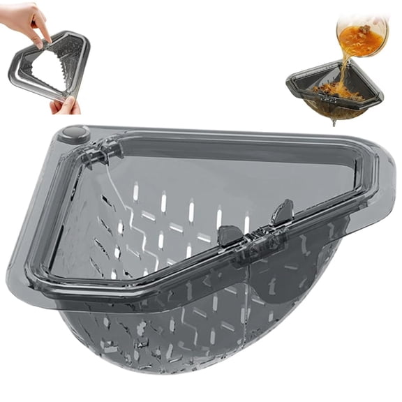 Triangular Magnetic Drain Basket Filter Rack for Draining Storage Magnetic Suction Kitchen Corner Sink Strainer