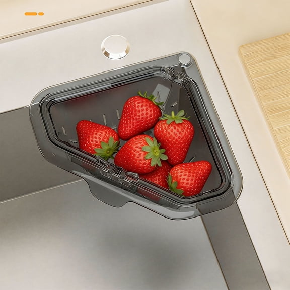 Triangular Magnetic Sink Caddy with Drainer & Filter Net, Stainless Steel, Space-Saving Kitchen Organizer for Food Scraps