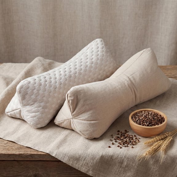 Triangular Neck Support Pillow with Buckwheat Filling 16" x 5.5"