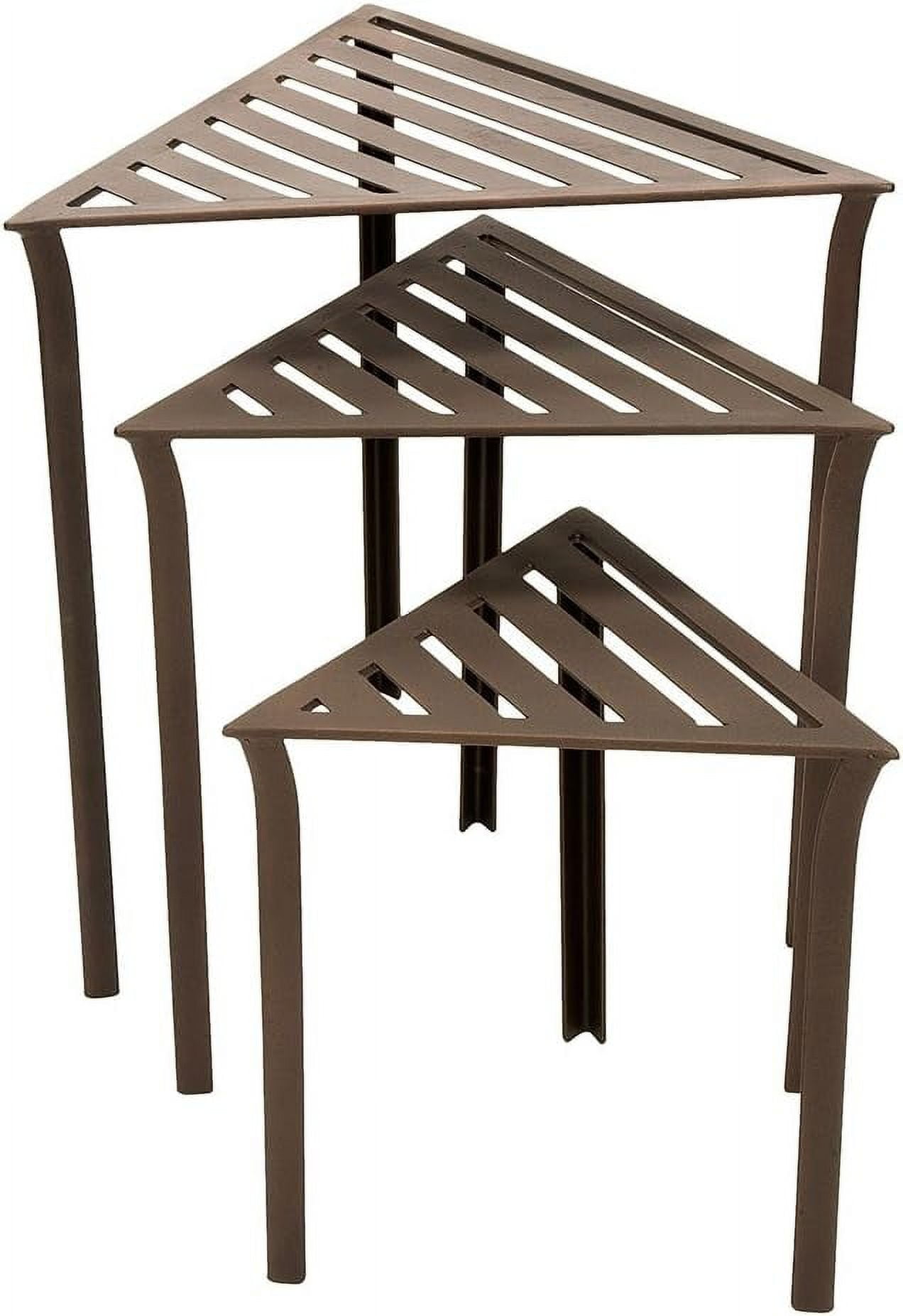 Bronze Triangular Metal Nesting Tables Set of 3