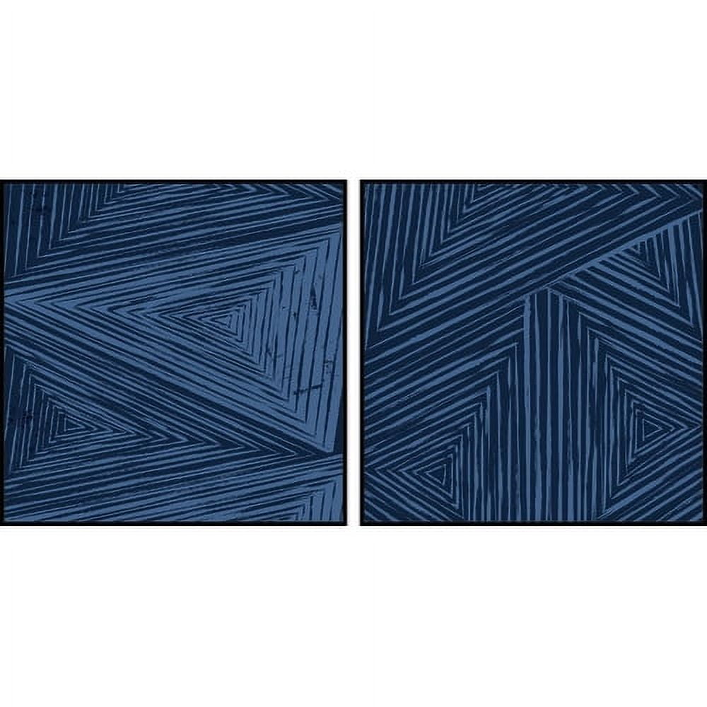 Large Blue Abstract Canvas Artwork Diptych