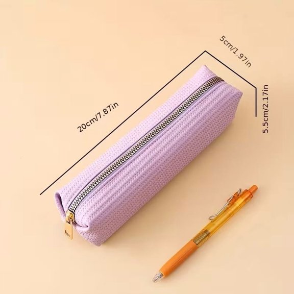 Triangular Pencil Case Faux Leather Macaron Pencil Pouch Large Capacity Zippered Storage